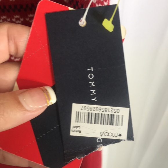 New Tommy Hilfiger Nordic RED CREAM SWEATER WOMENS TOP M - Picture 4 of 8